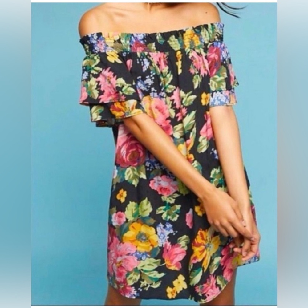 Anthropologie Off the Shoulder Flower Dress - Size XL